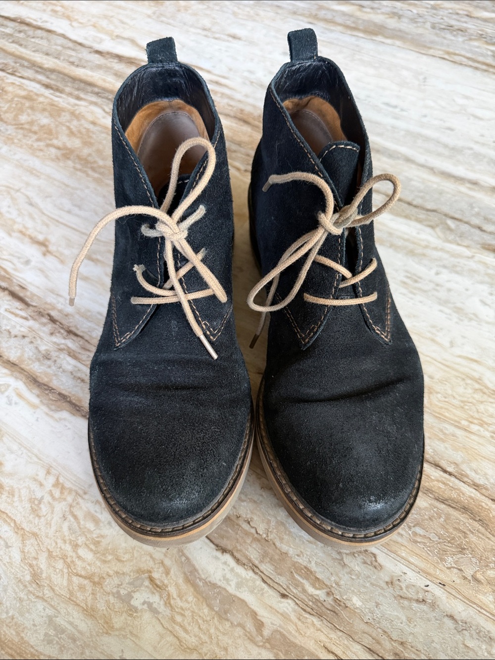 Sofft  Black Suede Lace-Up Wedge Shoes